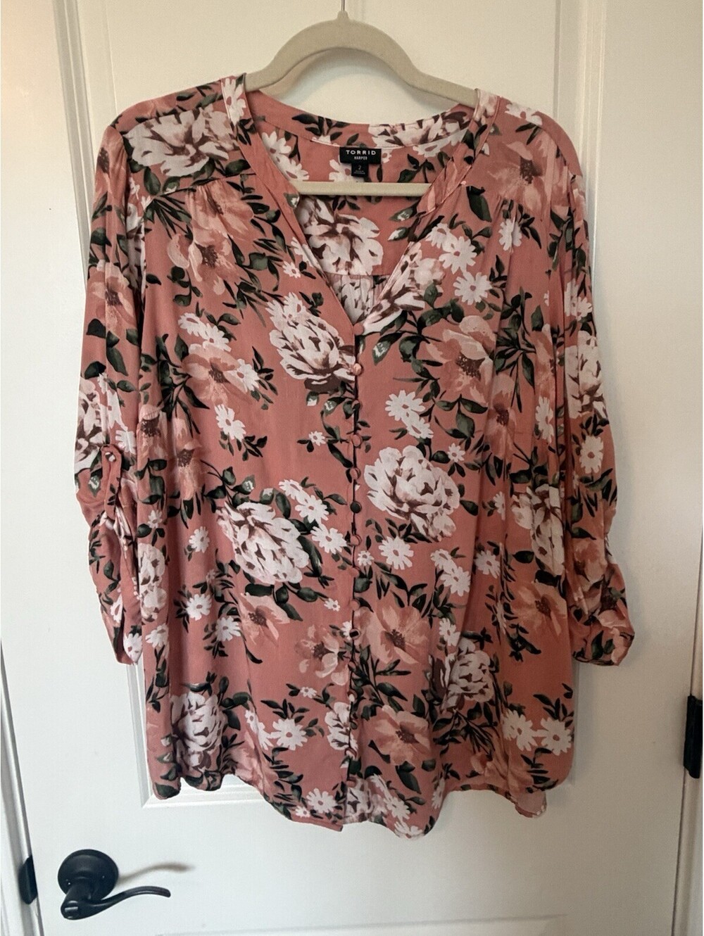torrid harper blouse size 2 Floral Coral Business Boho Coquette